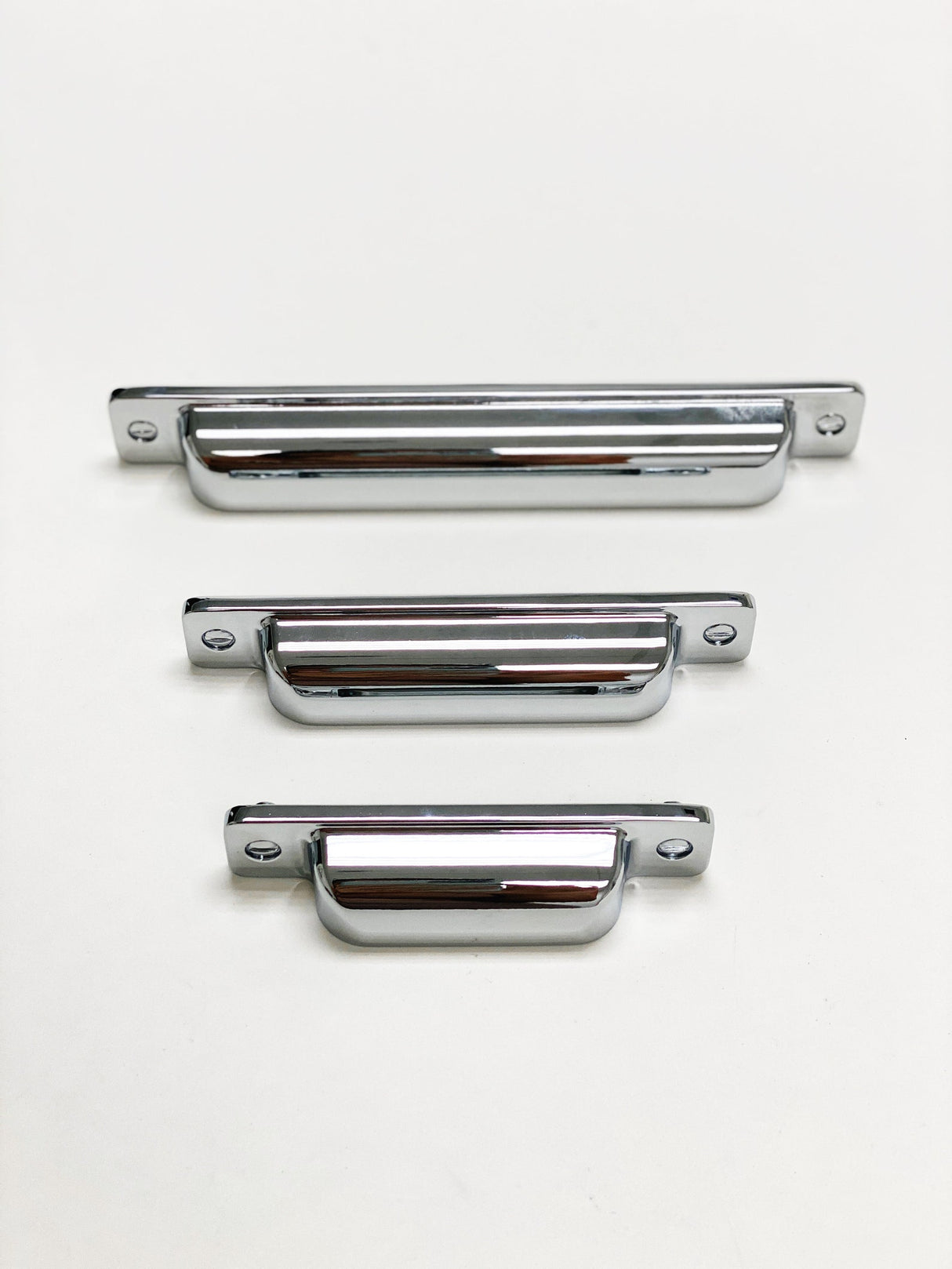 Square Cup "Kira" Polished Chrome Drawer Pulls - Forge Hardware Studio