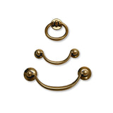 Brass Ring Pulls "Bail" Antique Brass Hardware - Forge Hardware Studio