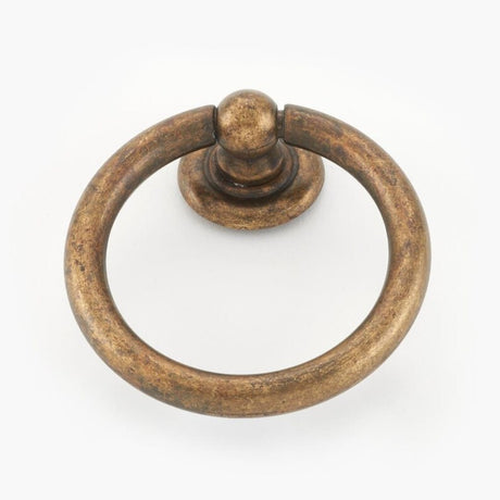 Worn Brass "Capri" Cabinet Drawer Ring Pulls - Forge Hardware Studio