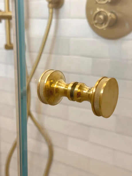 Solid Brass "Reeded" Round Glass Shower Knob - Forge Hardware Studio