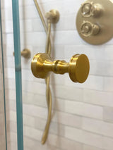 Solid Brass "Reeded" Round Glass Shower Knob - Forge Hardware Studio