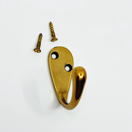 Antique Brass "Capri" Single Modern Wall Hat and Coat Hook - Forge Hardware Studio