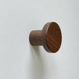 Modern "Pinta" Round Wall Hook in Lacquered Walnut - Forge Hardware Studio