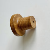 Modern "Pinta" Round Wall Hook in Lacquered Oak - Forge Hardware Studio