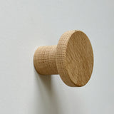Modern "Pinta" Round Wall Hook in Unlacquered Oak - Forge Hardware Studio
