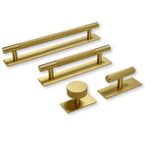 Brass Knurled "Texture Backplate" Drawer Pulls and Knobs in Satin Brass - Forge Hardware Studio