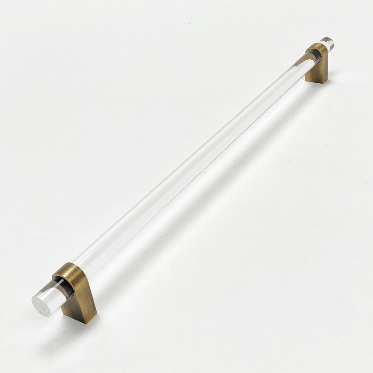 Lucite "June" Brushed Antique Brass Drawer Pulls and Knobs - Forge Hardware Studio