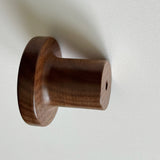 Modern "Pinta" Round Wall Hook in Lacquered Walnut - Forge Hardware Studio