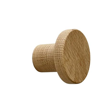 Modern "Pinta" Round Wall Hook in Unlacquered Oak - Forge Hardware Studio