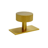 Brass Knurled "Texture Backplate" Drawer Pulls and Knobs in Satin Brass - Forge Hardware Studio