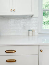 Drawer Cup Pull "Capri" in Antique Brass - Brass Cabinet Hardware - Forge Hardware Studio