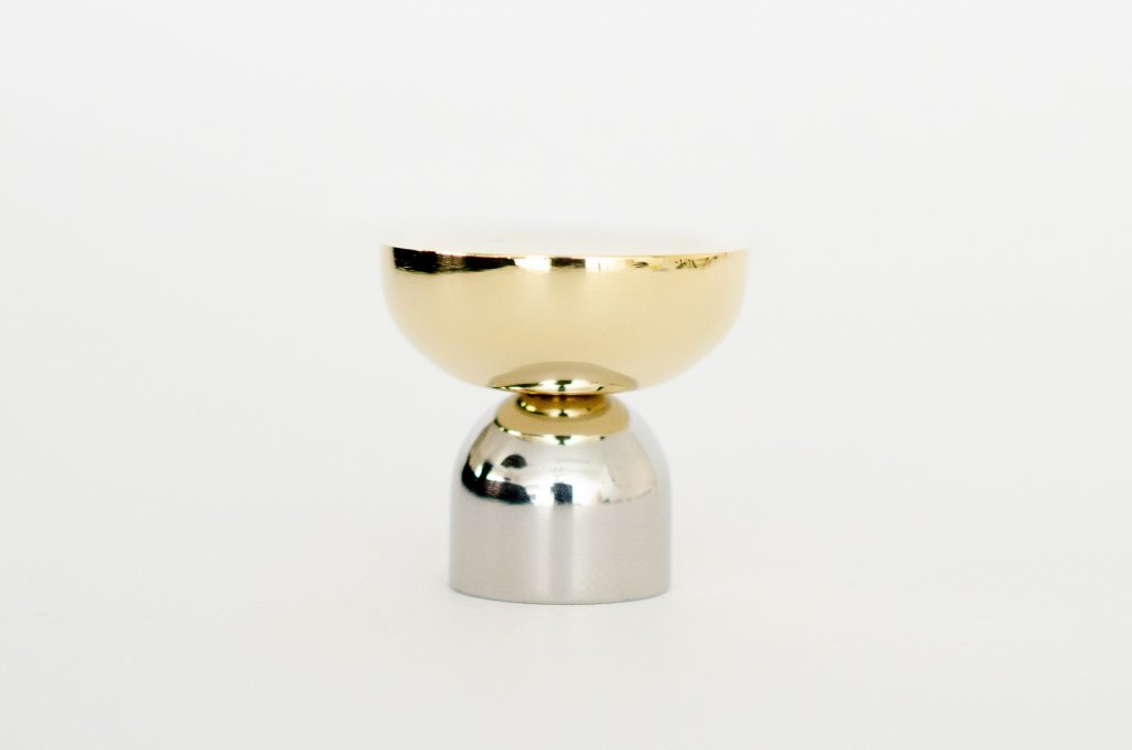 Brass and Nickel " Raised Bowl" Round Cabinet Knob and Hook - Forge Hardware Studio