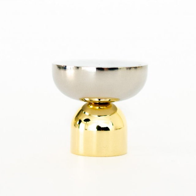 Brass and Nickel " Raised Bowl" Round Cabinet Knob and Hook - Forge Hardware Studio
