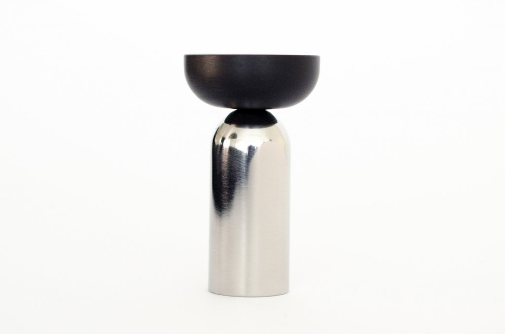 Nickel and Black "Pedestal Bowl" Round Hook - Forge Hardware Studio