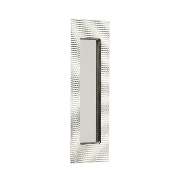 Modern Knurled Rectangular Solid Brass Recess Door Pull in Polished Nickel - Forge Hardware Studio