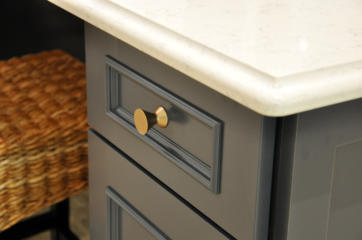 Satin Brass "Core" Drawer Pulls and Knob - Brass Cabinet Hardware 