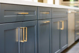 Satin Brass "Trane" Drawer Pulls and Knob - Brass Cabinet Hardware 
