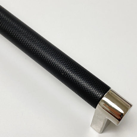 Knurled "U-Shaped" Texture Polished Chrome and Black Drawer Pulls - Forge Hardware Studio