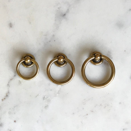 Plain Brass Ring Pulls Hardware Cabinet Pull Drawer Pull - Forge Hardware Studio