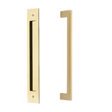 Door Flush Pull and 12" Handle Back to BackHardware for Interior Sliding and Barn Doors - Brass Cabinet Hardware 