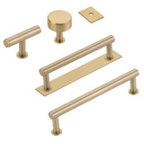 Satin Brass "Maison No. 2" Smooth Drawer Pulls and Cabinet Knobs with Optional Backplate - Forge Hardware Studio