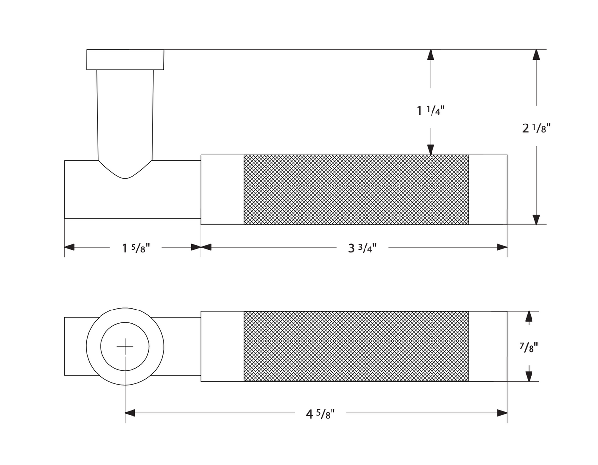 T-Bar Knurled SELECT Matte Black Door Lever w/ Urban Modern Rosette - Forge Hardware Studio