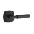 T-Bar Knurled SELECT Matte Black Door Lever w/ Urban Modern Rosette - Forge Hardware Studio