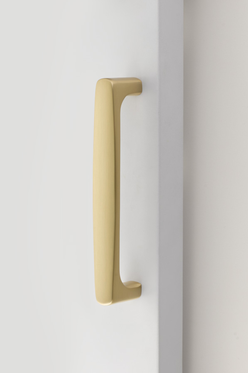 Barn Door Pull in Satin Brass Handle Hardware for Interior Doors - Forge Hardware Studio