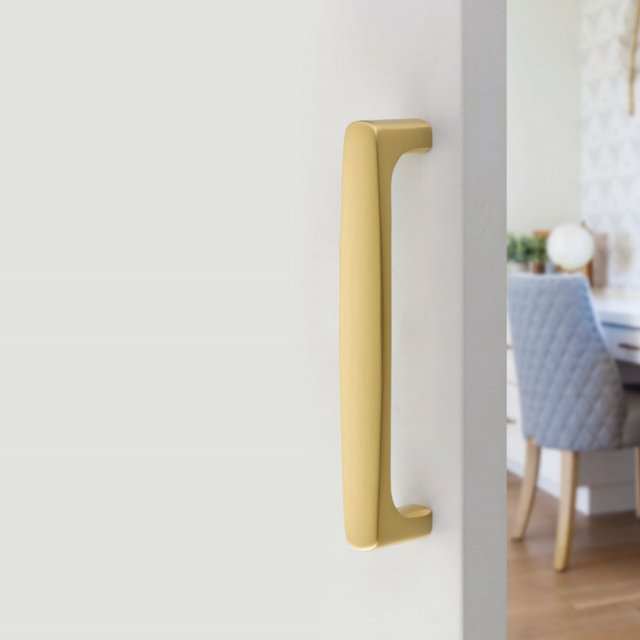 Barn Door Pull in Satin Brass Handle Hardware for Interior Doors - Forge Hardware Studio