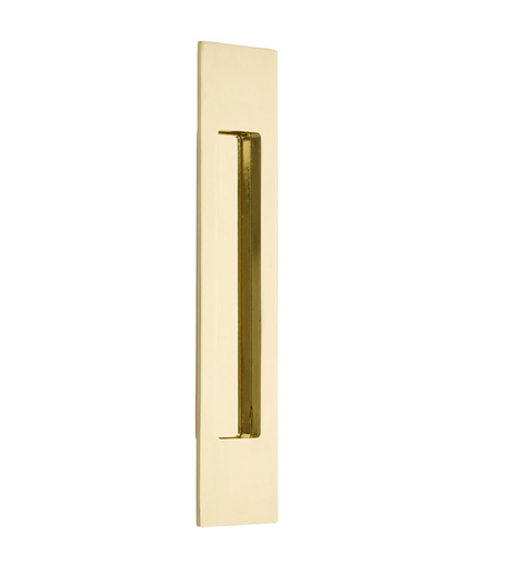 Modern Rectangular Flush Unlacquered Polished Brass Recess Door Pull - Forge Hardware Studio