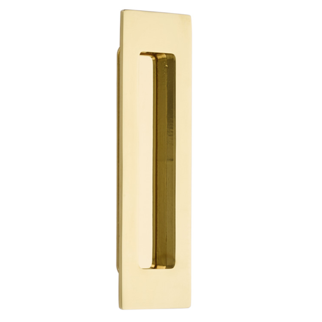 Modern Rectangular Flush Polished Brass Recess Door Pull - Forge Hardware Studio