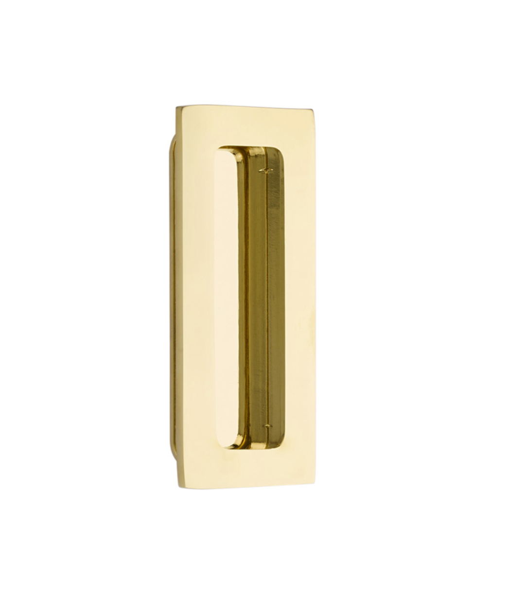 Modern Rectangular Flush Polished Brass Recess Door Pull - Forge Hardware Studio
