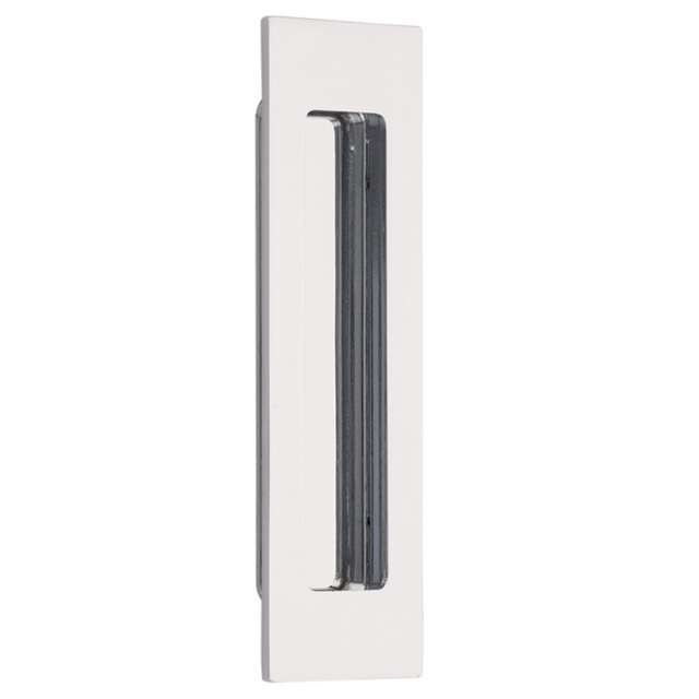 Modern Rectangular Flush Solid Recess Door Pull in Polished Chrome - Forge Hardware Studio