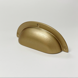 Capri Brushed Gold Cup Drawer Pull, Ring Pull or Round Cabinet Knob - Forge Hardware Studio