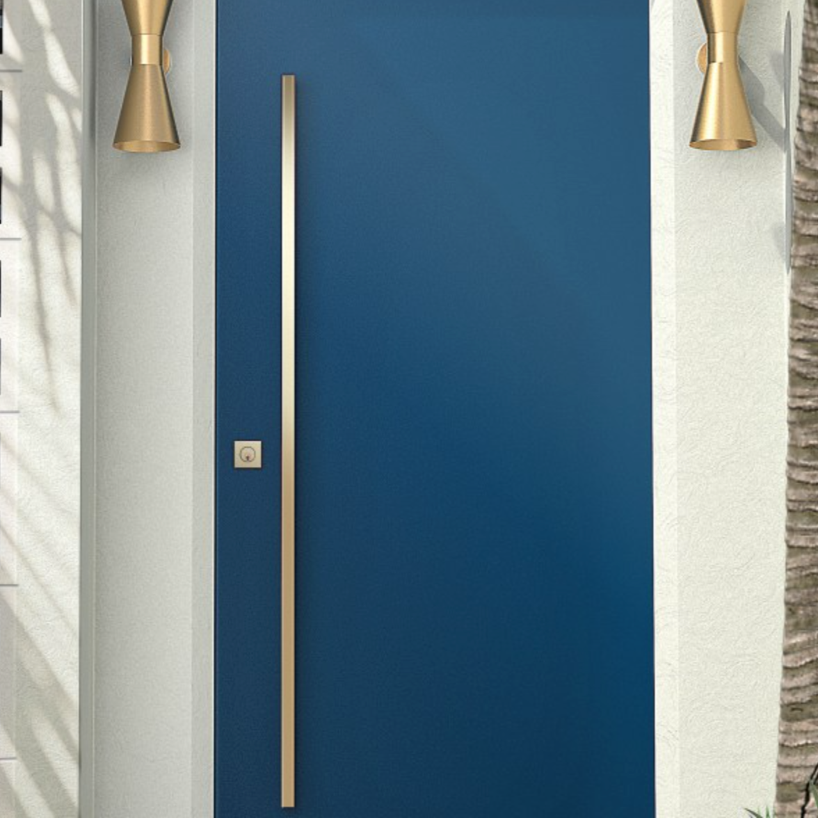 Door Pull T-Bar Handle in Satin Brass | Hardware for Exterior and Barn Doors - Forge Hardware Studio