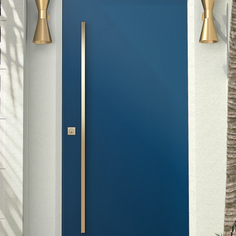 Door Pull T-Bar Handle in Satin Brass | Hardware for Exterior and Barn Doors - Forge Hardware Studio