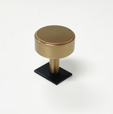 Dual Finish "Maison No. 2" Smooth Matte Black and Champagne Bronze Drawer Pulls and Cabinet Knobs with Backplate - Forge Hardware Studio