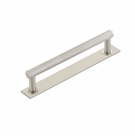 Brushed Nickel "Maison" Knurled Drawer Pulls and Cabinet Knobs with Optional Backplate - Forge Hardware Studio