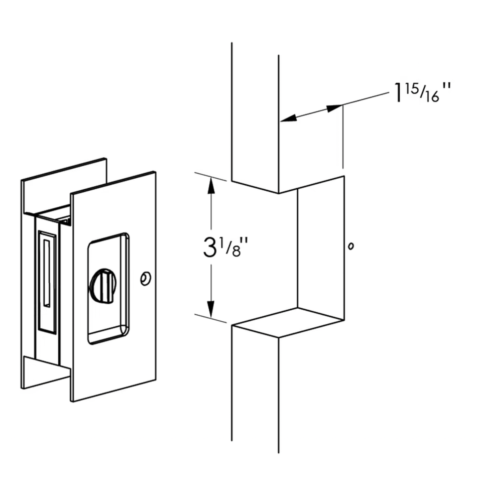 Polished Brass Pocket Door Lock Large 4-1/2" Bathroom Privacy Lock Hardware - Forge Hardware Studio