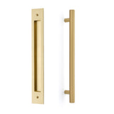 Door Flush Pull and 12" Handle Back to BackHardware for Interior Sliding and Barn Doors - Brass Cabinet Hardware 