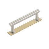 Dual Finish "Maison No. 2" Smooth Champagne Bronze and Brushed Nickel Drawer Pulls and Cabinet Knobs with Backplate - Forge Hardware Studio