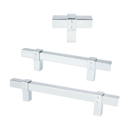 Polished Chrome "Rio" T-Bar Cabinet Knob and Drawer Pulls - Forge Hardware Studio
