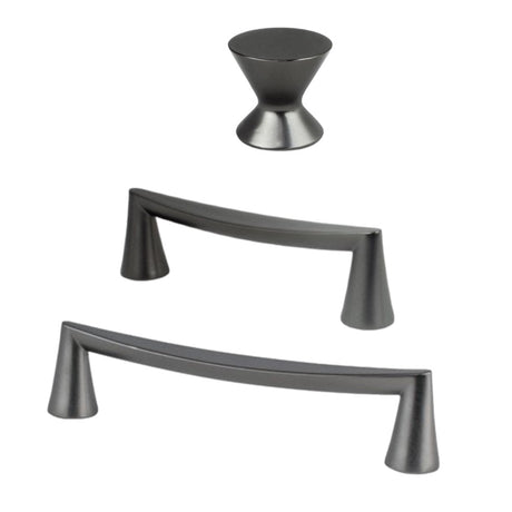 Ash Gray "Core" Drawer Pulls and Cabinet Knob - Forge Hardware Studio