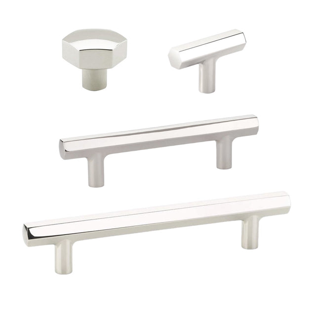 Geometric Polished Nickel "Geo" Cabinet Knobs and Drawer Pulls - Forge Hardware Studio