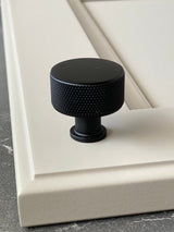 Knurled Round Knob "Texture" Cabinet Knob in Matte Black - Forge Hardware Studio