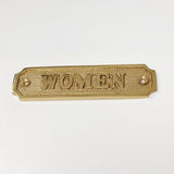 Brass "Women" Door Sign 4-3/4" W x 1-1/4" H - Brass Door Sign - Forge Hardware Studio