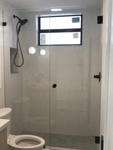 Glass Shower "Spot" Round Matte Black Back to Back Door Knob - Forge Hardware Studio