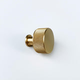 Brass Solid "Texture No.2" Knurled Drawer Pulls and Knobs in Satin Brass - Forge Hardware Studio