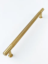 Brass Solid "Texture No.2" Knurled Drawer Pulls and Knobs in Satin Brass - Forge Hardware Studio