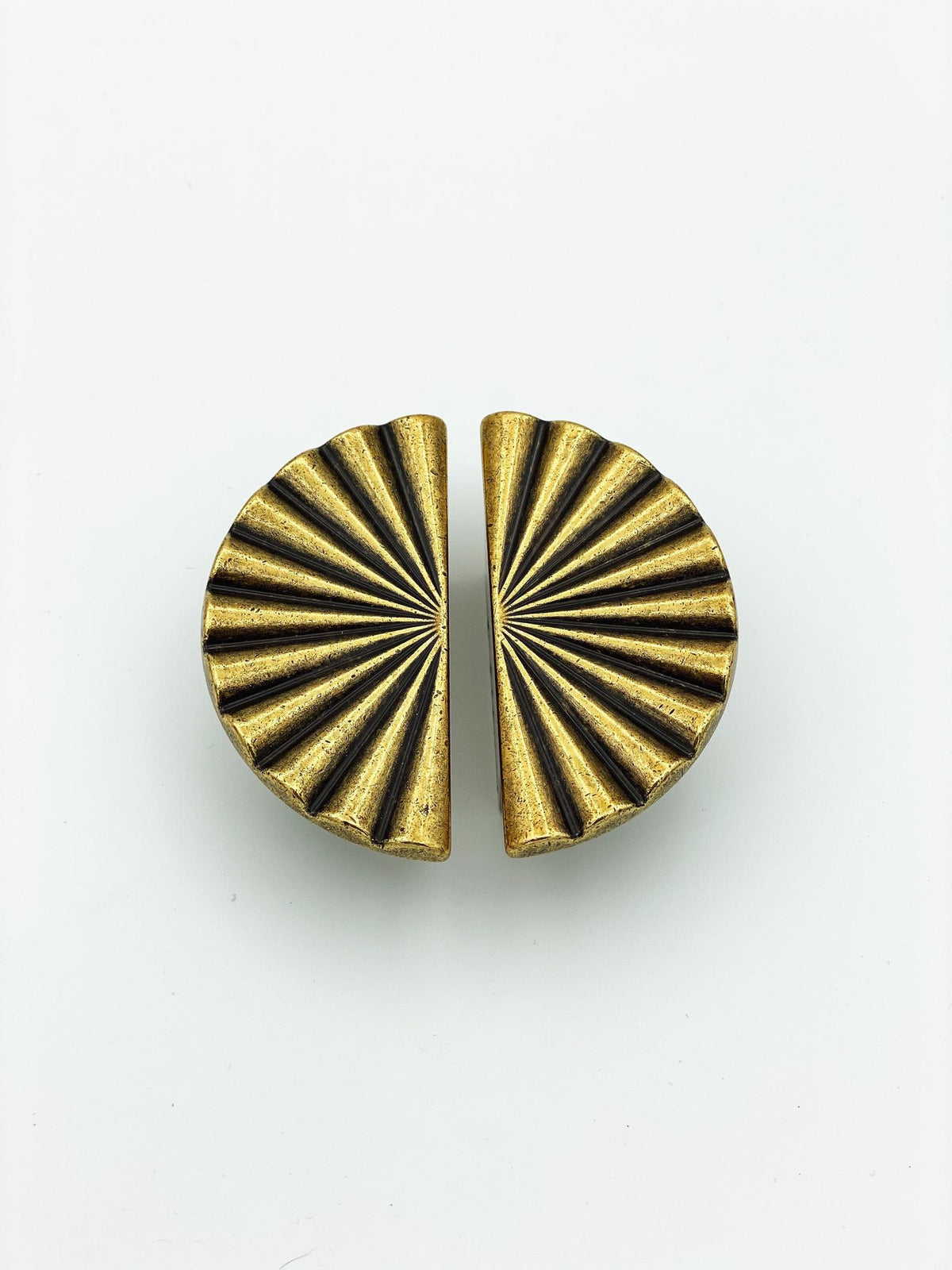 Reeded Antique Brass "Half-Daisy" Round Cabinet Knob - Forge Hardware Studio
